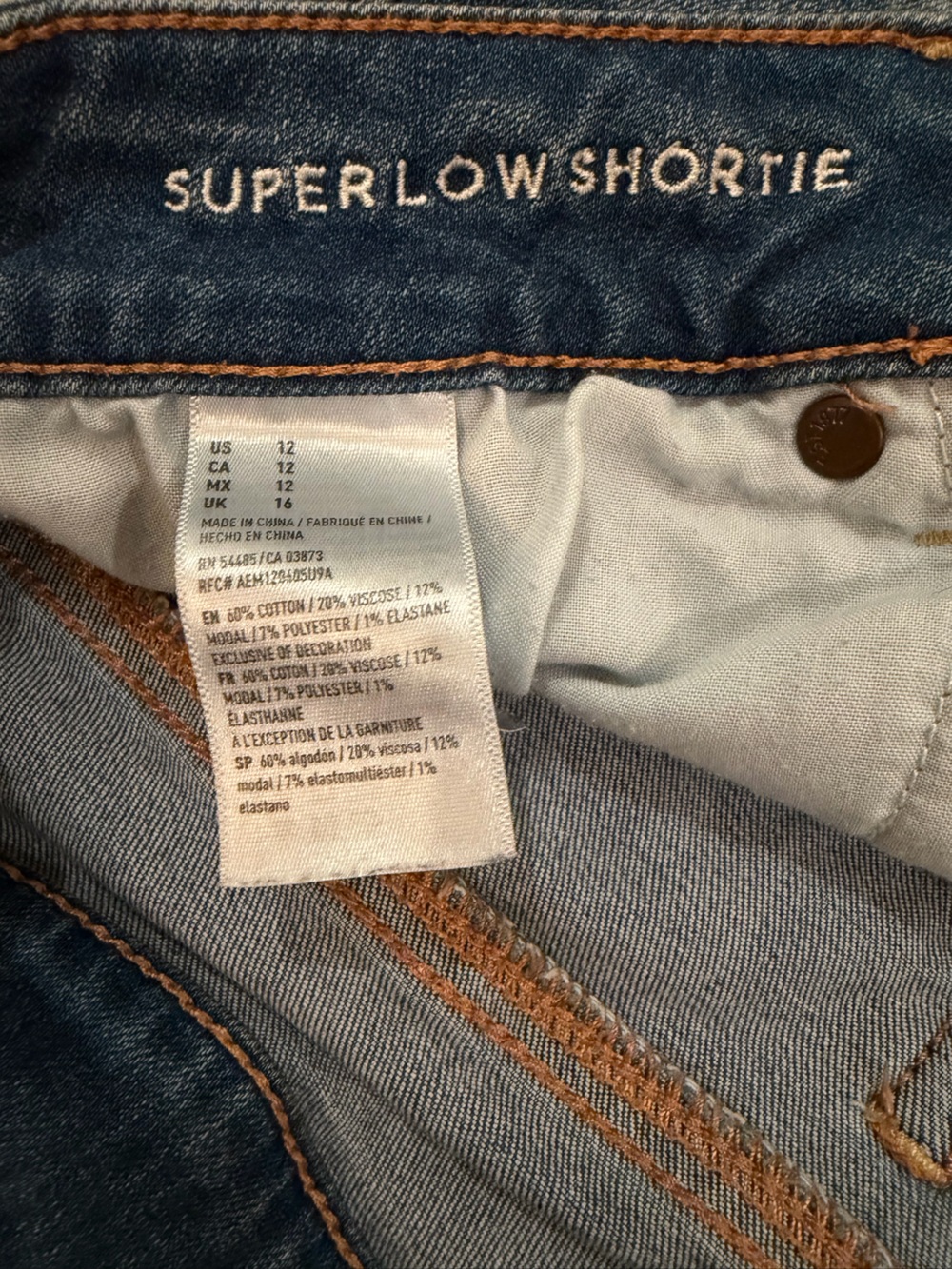 American Eagle Y2K Super Low Shortie Denim Shorts - Picture 6 of 6